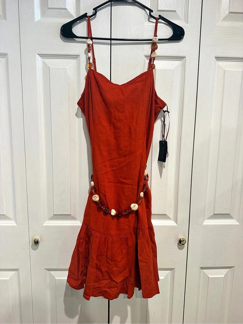 STATE Beaded Mini Dress in Orange Size 4 NWT